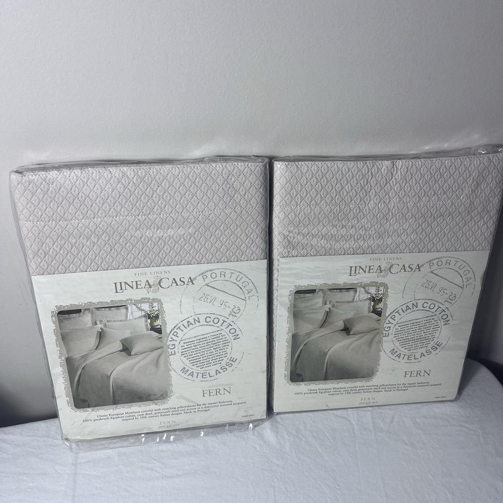 Linea Casa Fern Egyptian Cotton Matelasse Pillow Shams Set of 2 - 21x26 Portugal